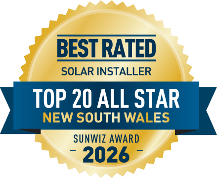 Hills Natural Solar Top 20 All Star installer - NSW 2026 SunWiz Award