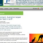 Renewable Energy Focus: Australia’s largest solar feed-in tariff