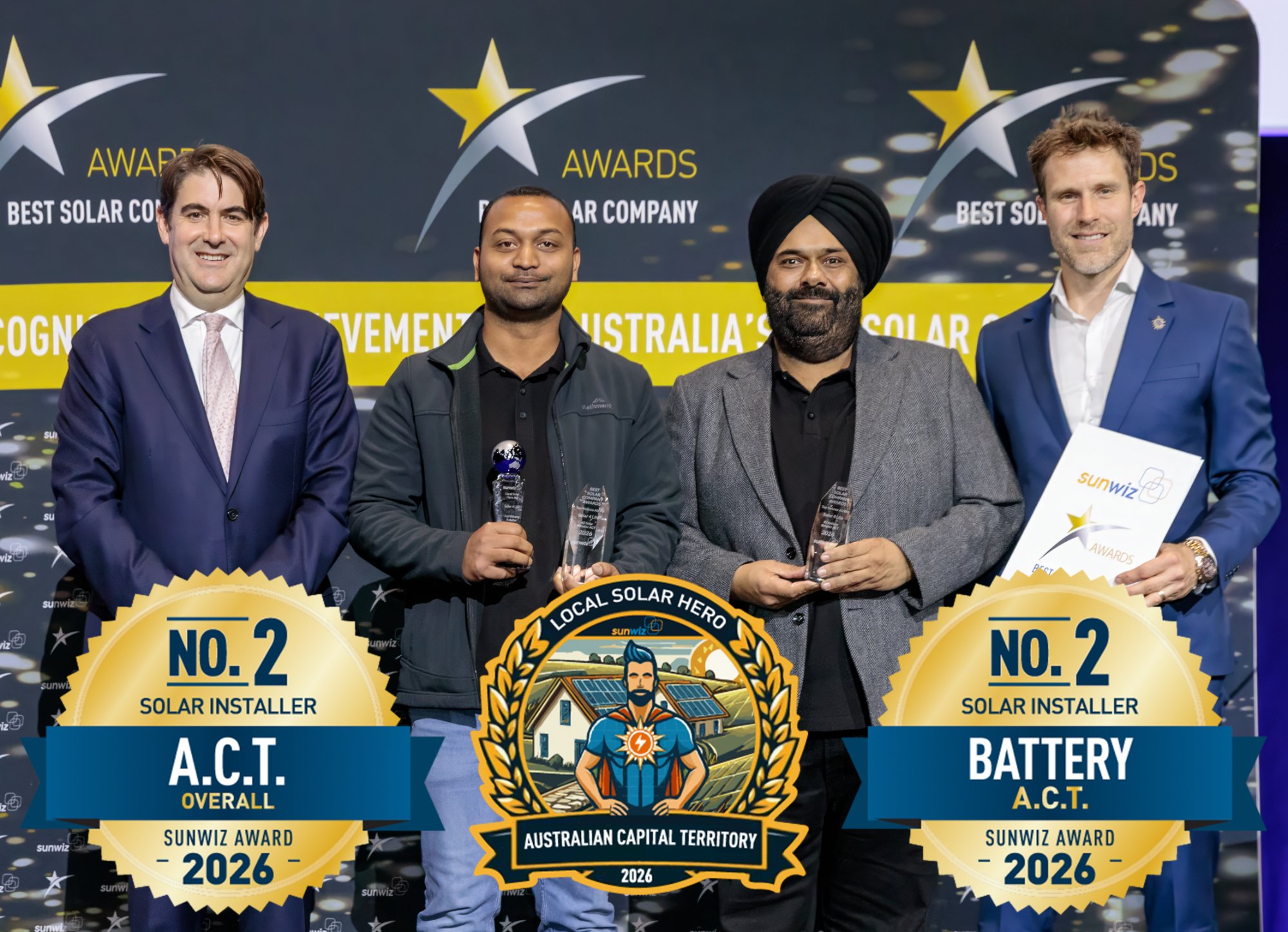 Solar 4 Life accepting their 2026 SunWiz Award at the Smart Energy Conference, Sydney